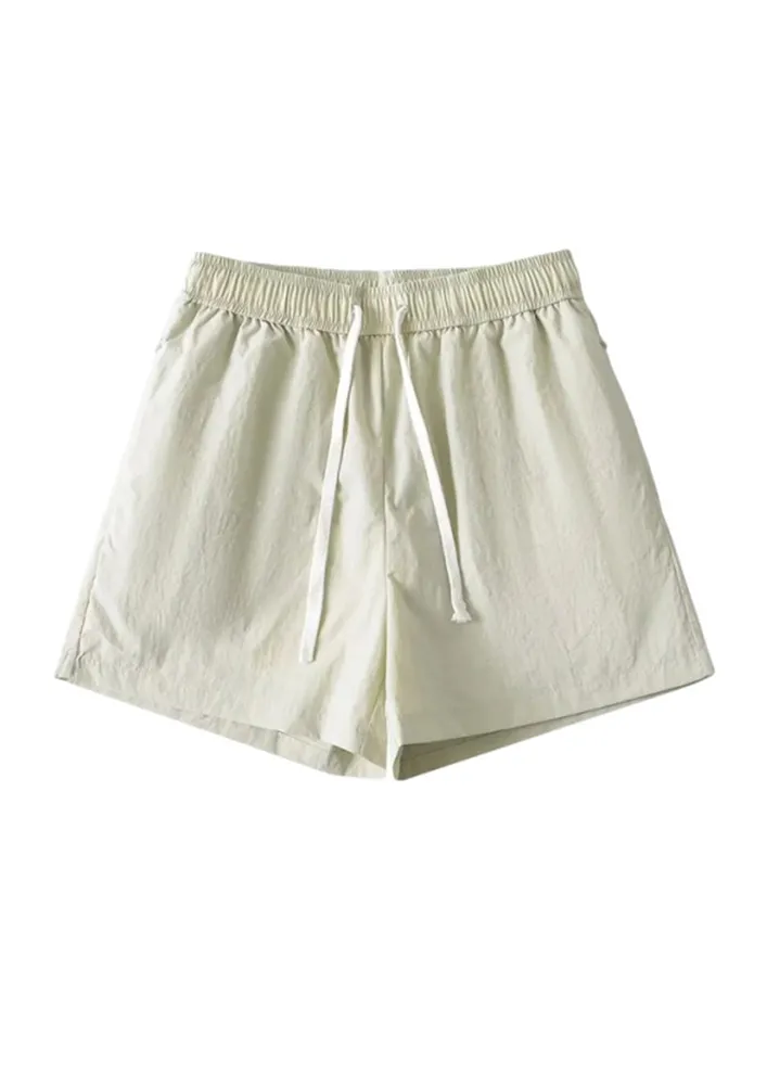 LIGHT GREEN WIDE LEG NYLON SHORTS