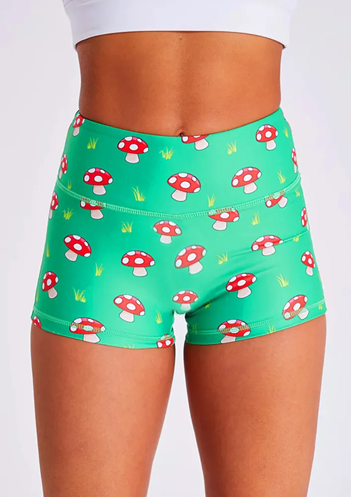 Green Motif Print Sports Hotpants