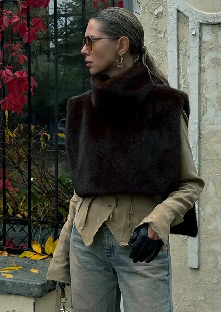 Brown Soft Faux Fur Vest