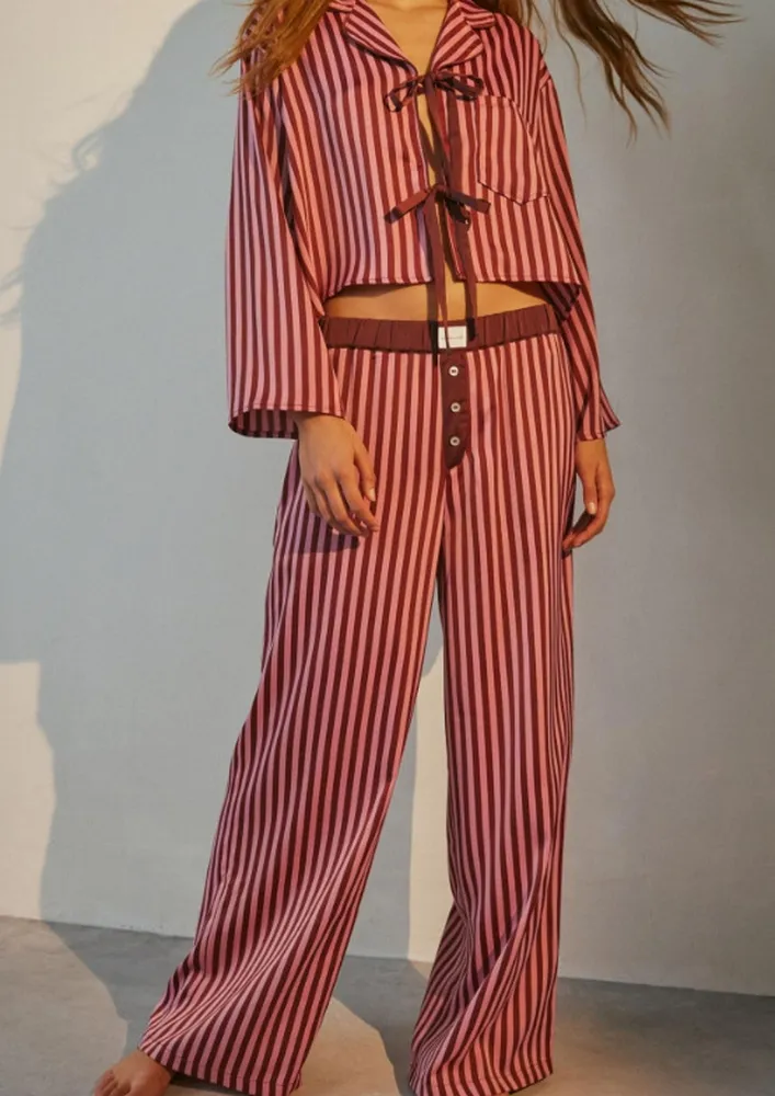 Stripe Pattern Nightwear Shirt & Pyjama Pants