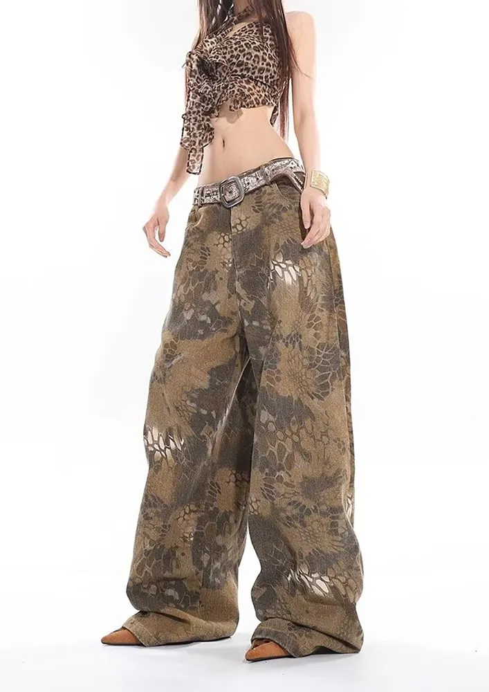 Camouflage Print Wide Pants