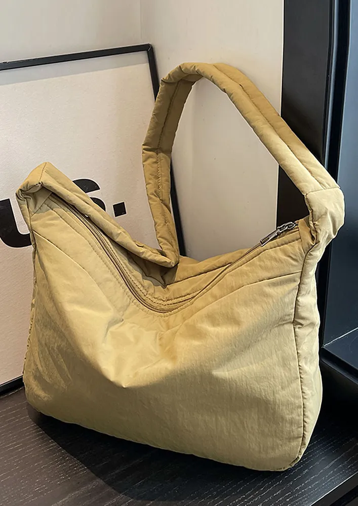 KHAKI NYLON COMMUTER TOTE BAG