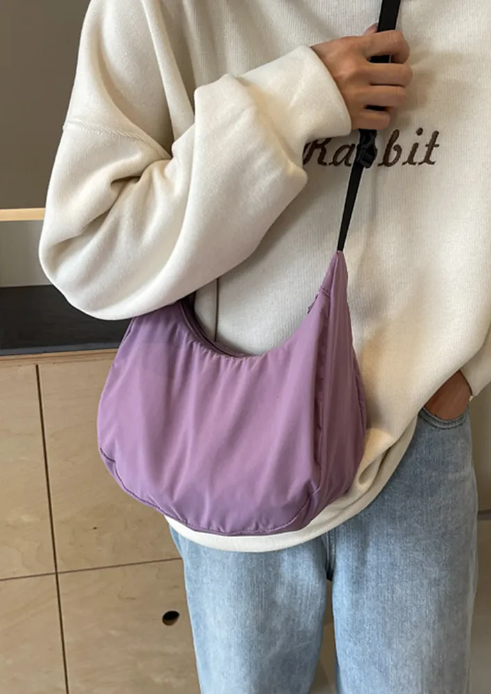 PURPLE NYLON SHOULDER BAG