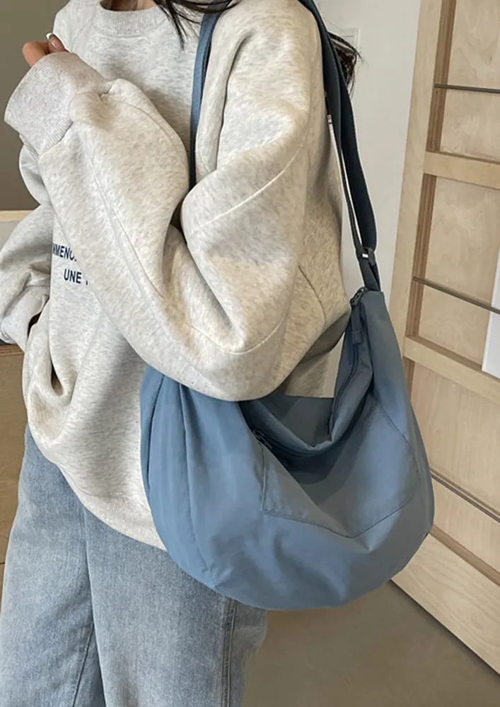 BLUE NYLON CROSSBODY HOBO BAG