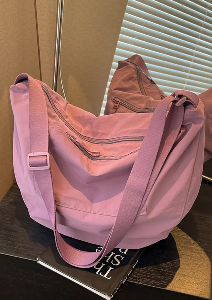 PURPLE NYLON CROSSBODY HOBO BAG