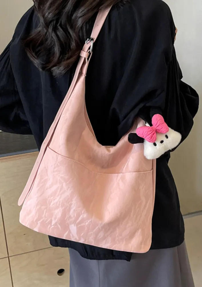 PU LEATHER PINK CROSSBODY HOBO BAG