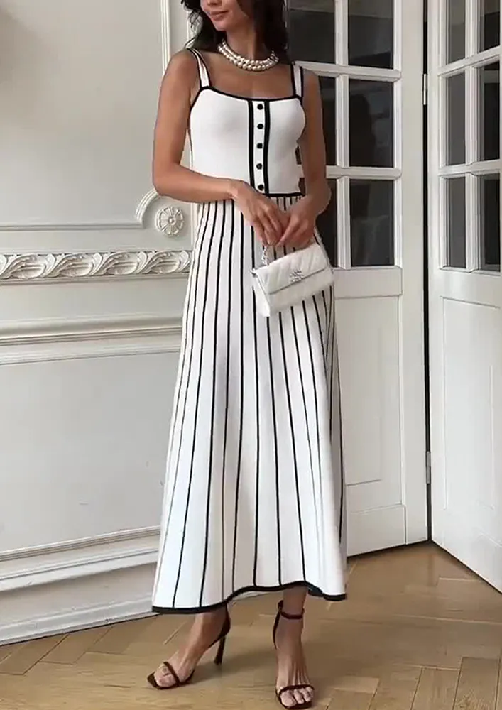 White Contrast Maxi Dress