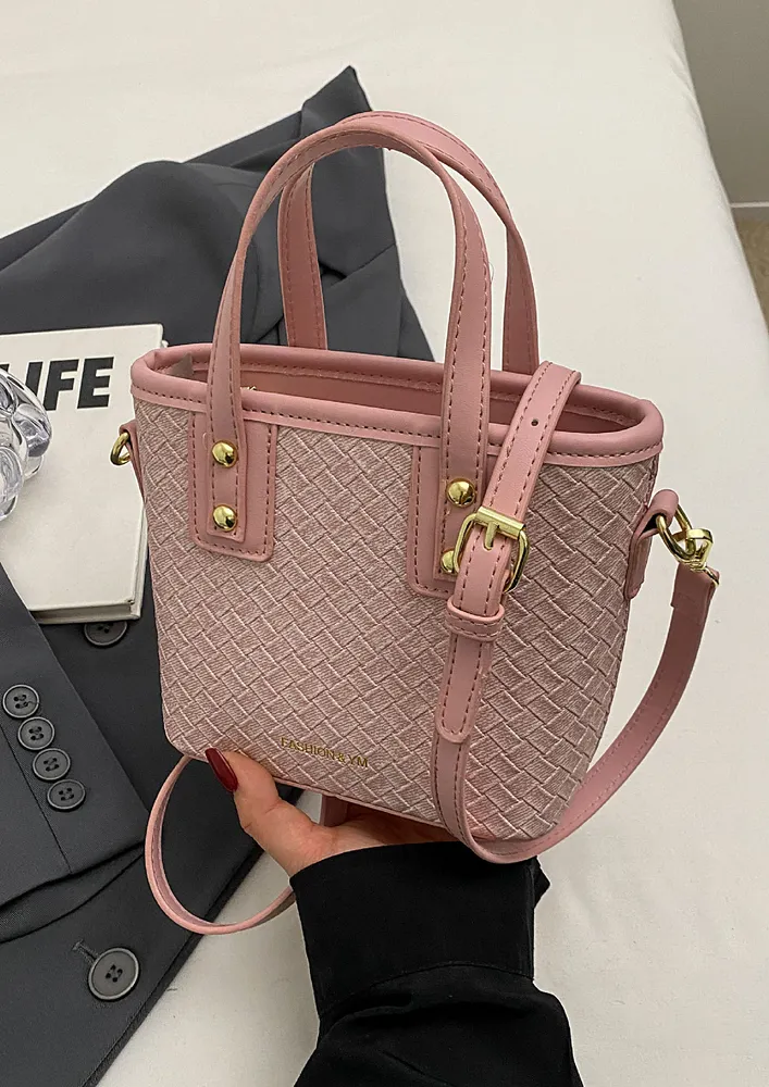 PINK DETACHABLE STRAP BUCKET BAG