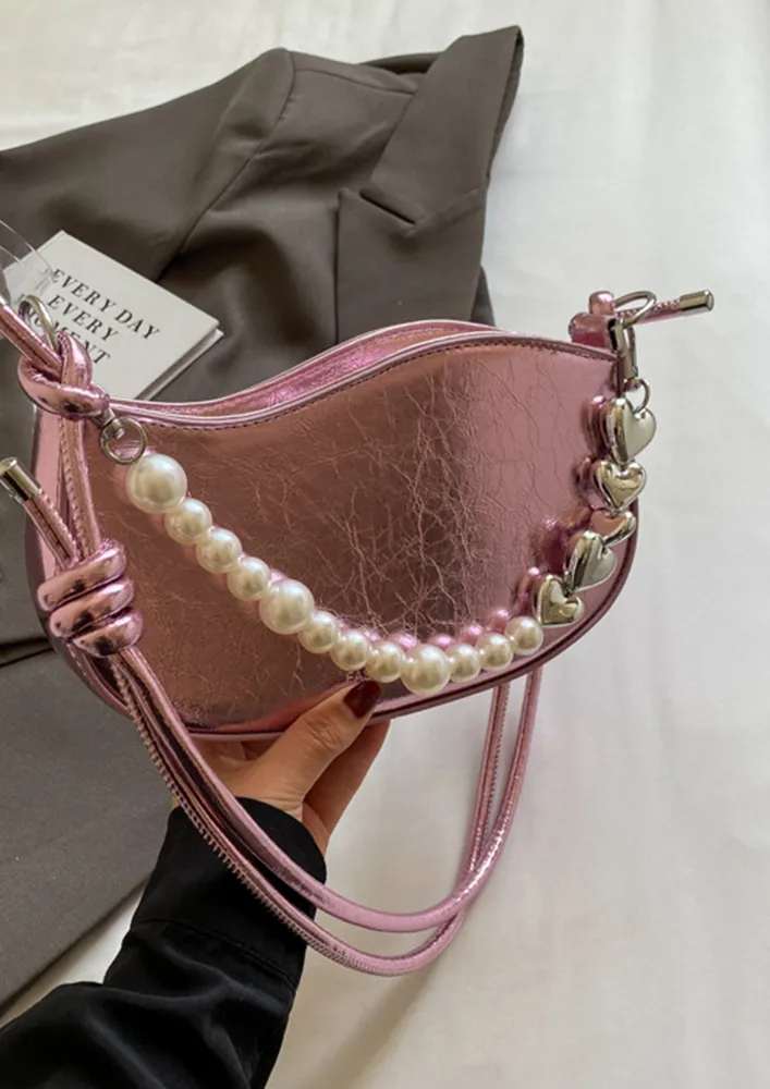 LAYERED STRAP PINK SHOULDER BAG