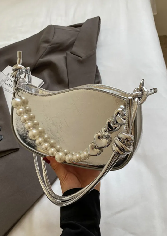 LAYERED STRAP SILVER SHOULDER BAG