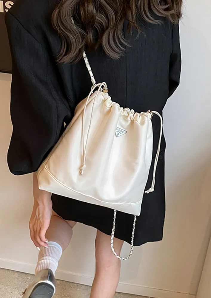 WHITE ADJUSTABLE STRAP SMALL SLING BAG