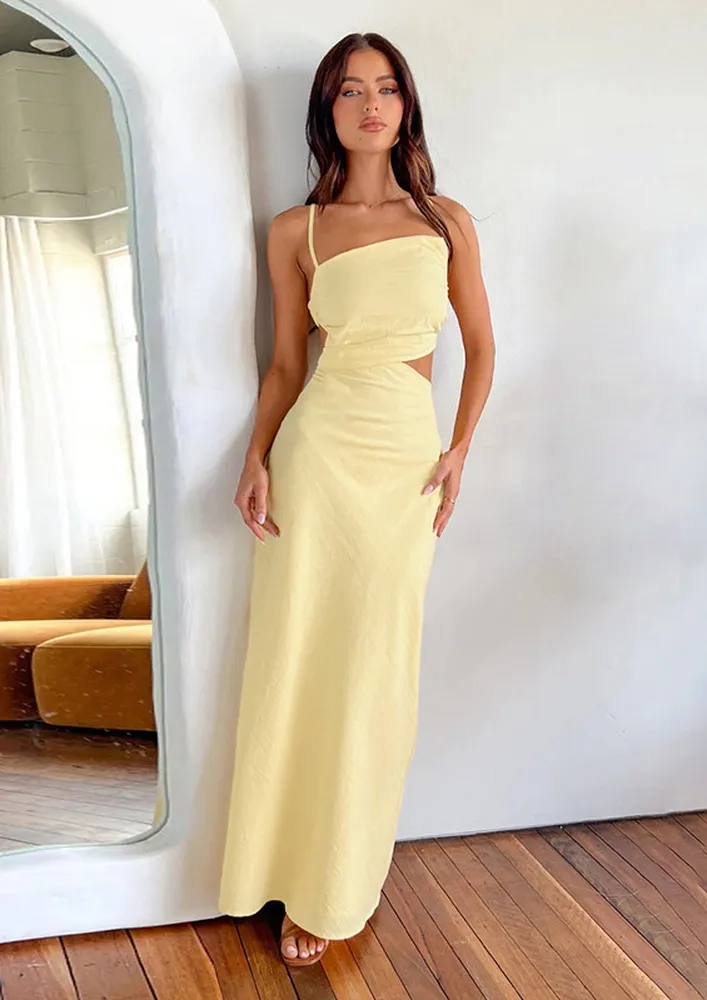 Yellow Backless Cut-out Maxi Dress