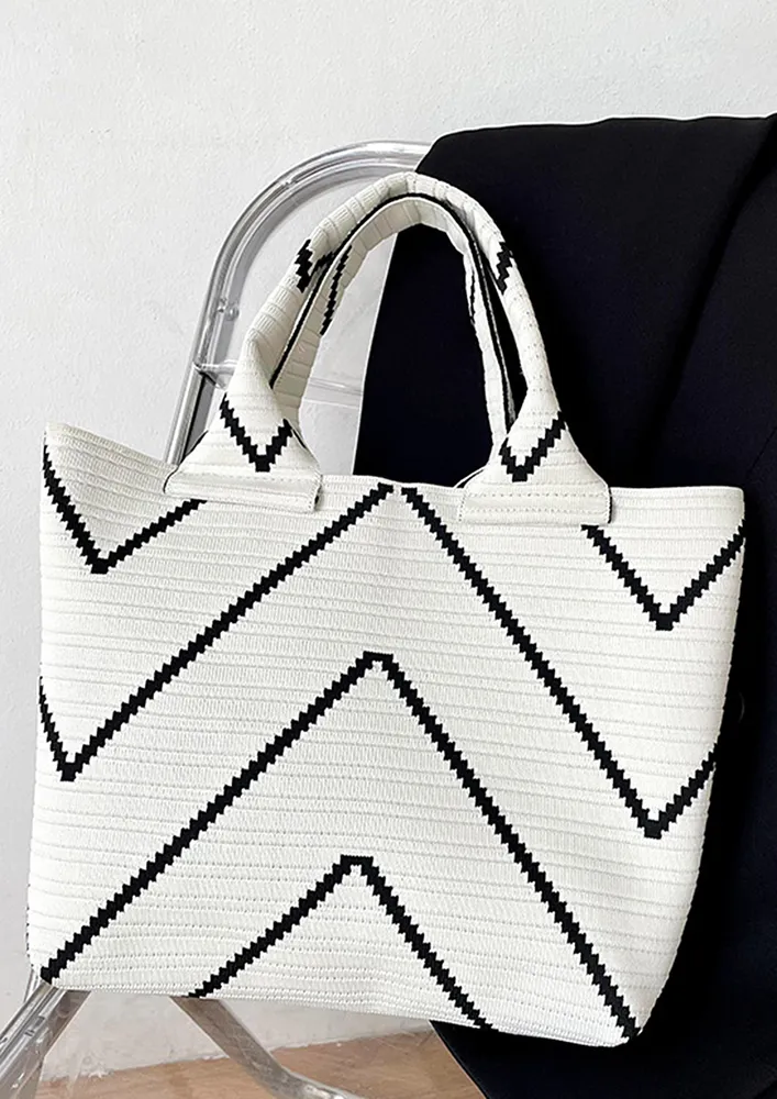 OFF-WHITE GEOMETRIC PRINT SQUARE HANDBAG