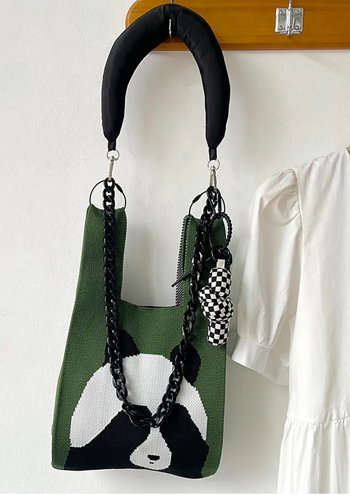 PANDA-DESIGN GREEN SMALL HANDBAG