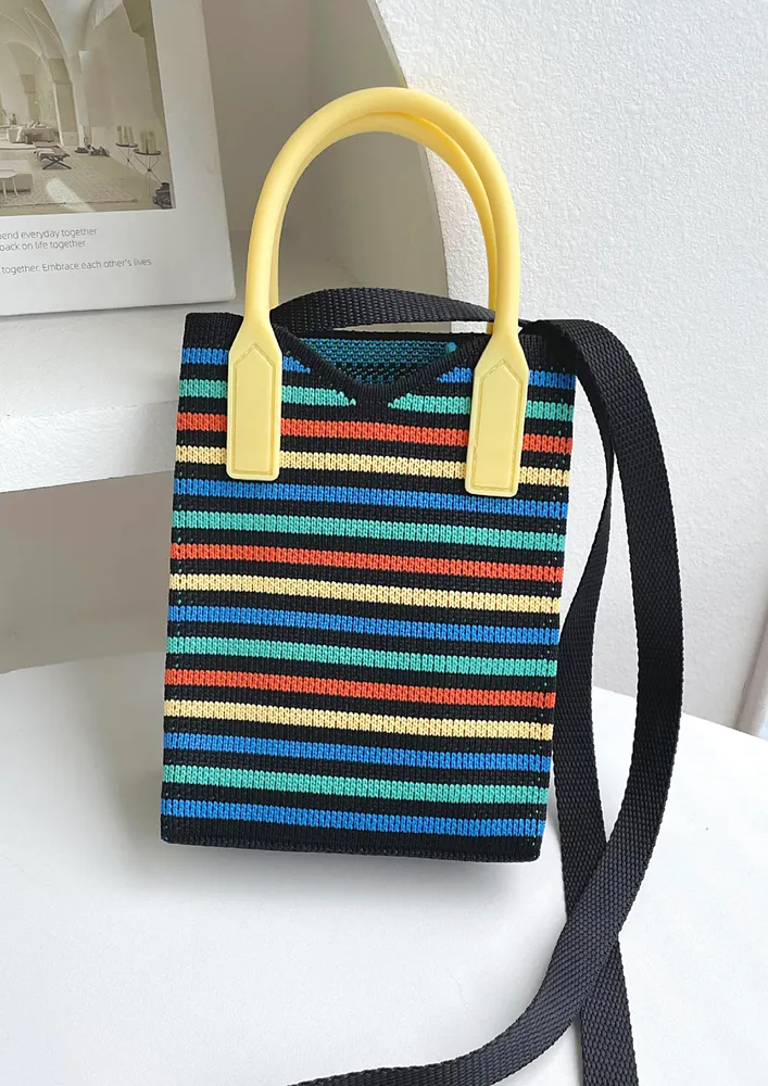 STRIPED BLACK SMALL SLING BAG