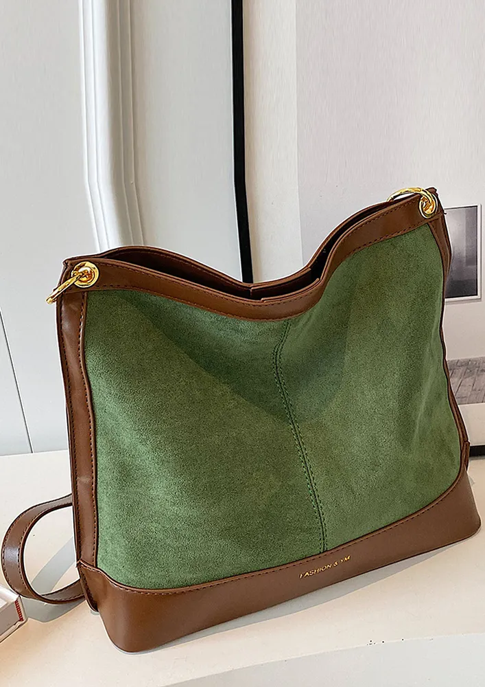 PU LEATHER GREEN RETRO TOTE BAG