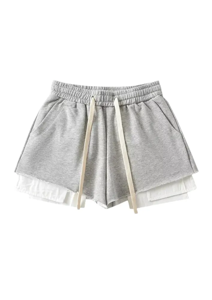 LIGHT GREY CONTRAST HEM SHORTS