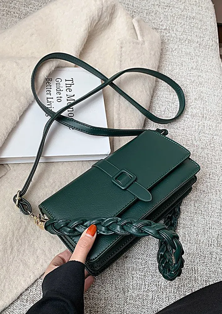 GREEN RECTANGULAR SHOULDER BAG