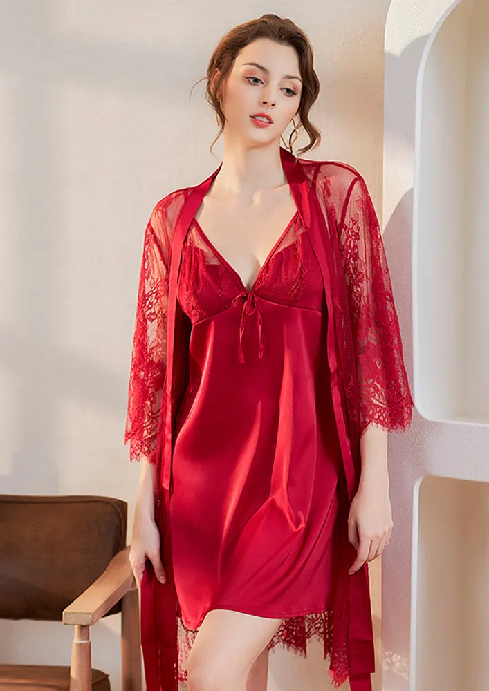 Strappy Nightdress & Lace Night Robe