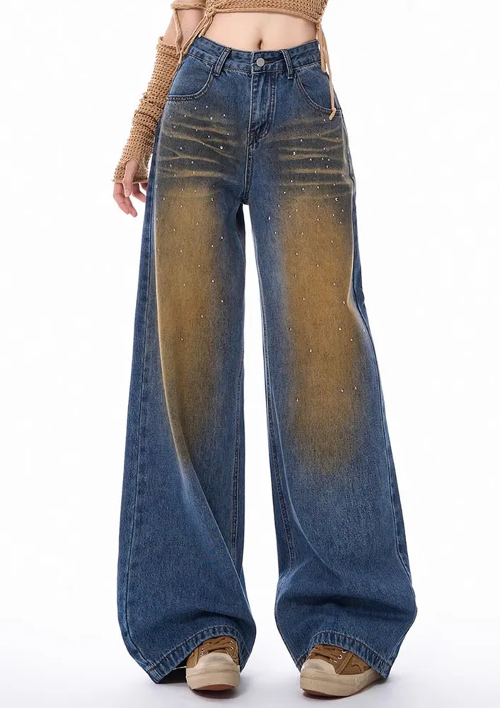 Blue Whiskered & Dyed Jeans