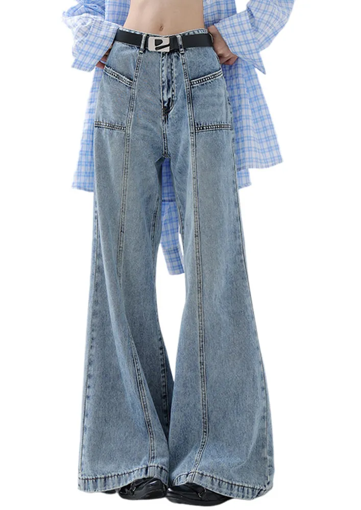 Flared Light Blue Heavy Wash Jeans