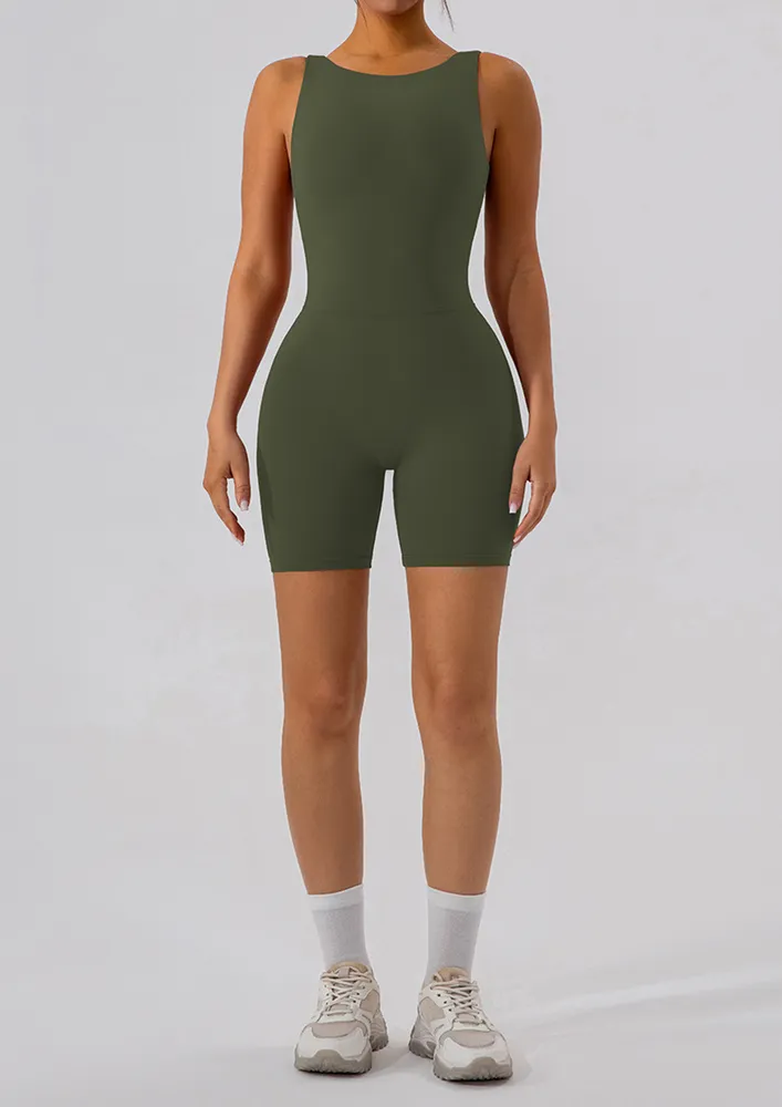 Seamless Green Fitted Athleisure Playsuit