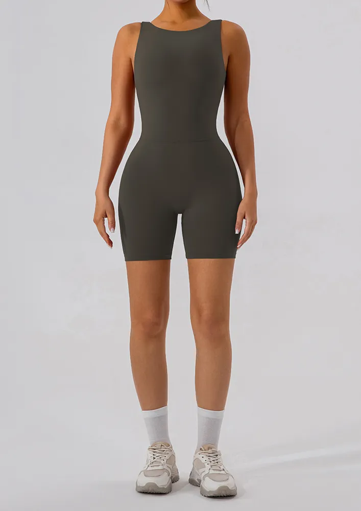 Seamless Grey Fitted Athleisure Playsuit