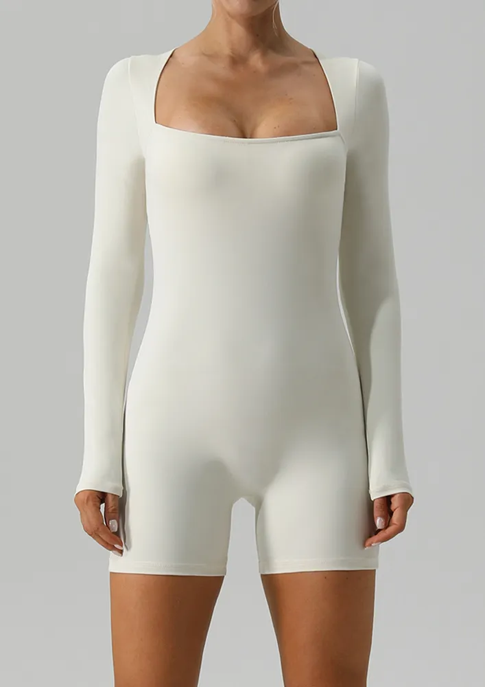 Seamless White Athleisure Playsuit