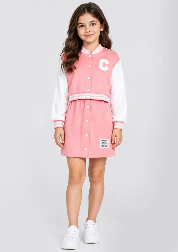 PINK COLORBLOCKED MINI CO-ORD SET