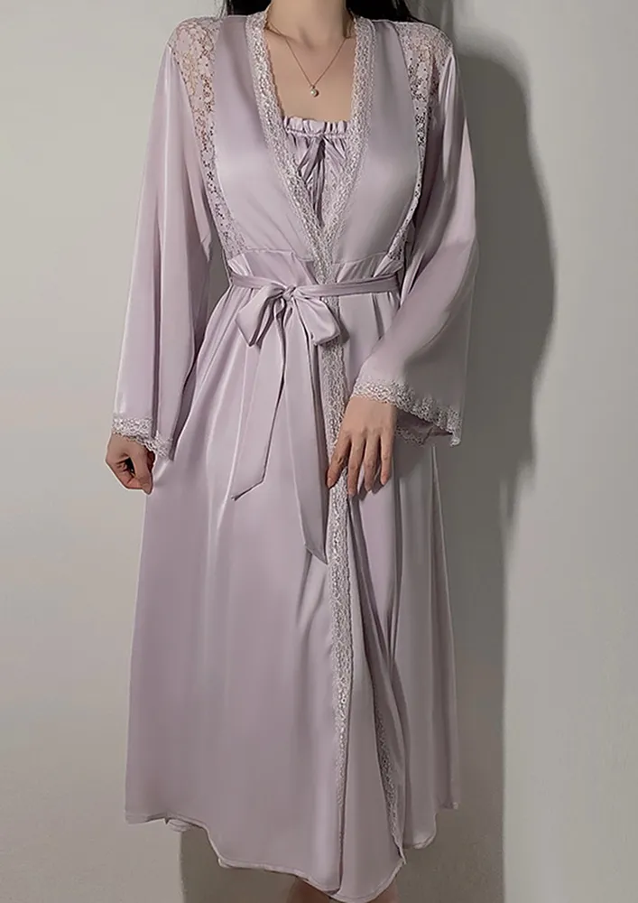 Purple Lace Detail Nightwear Robe 