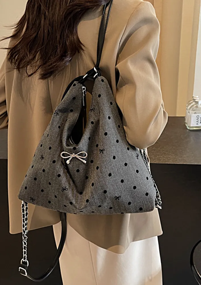 MULTIPURPOSE POLKA DOTS PATTERN HOBO BAG