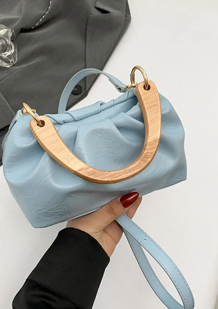 BLUE STURDY HANDLE CROSSBODY BAG