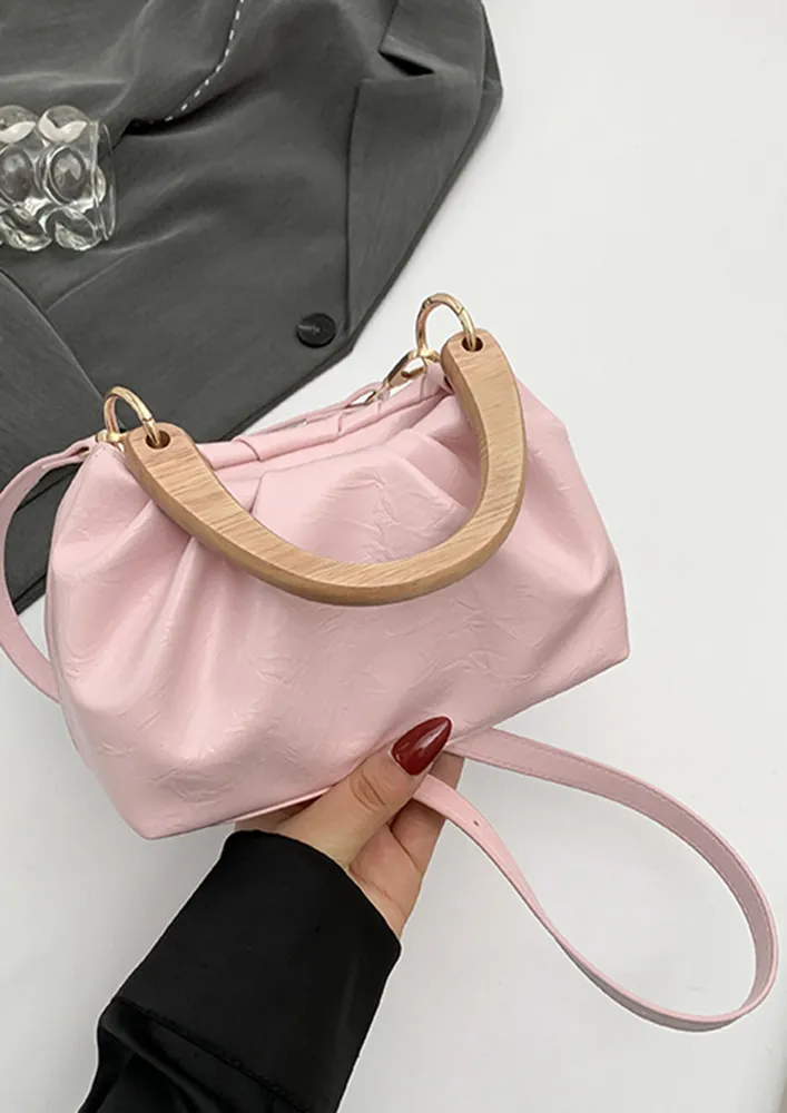 PINK STURDY HANDLE CROSSBODY BAG