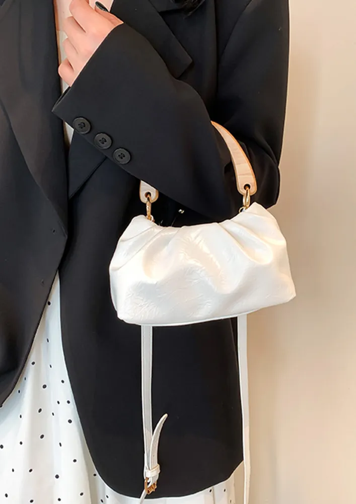 WHITE STURDY HANDLE CROSSBODY BAG