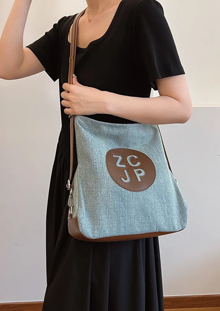 LIGHT BLUE MULTIPURPOSE CANVAS HOBO BAG