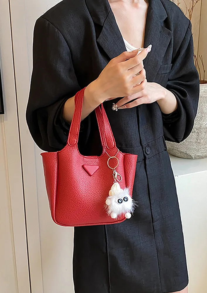 DOUBLE HANDLE RED HANDBAG