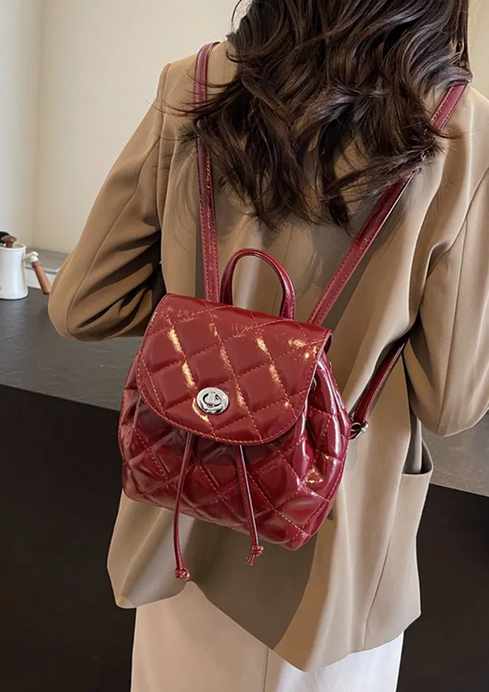 QUILTED FAUX LEATHER BACKPACK