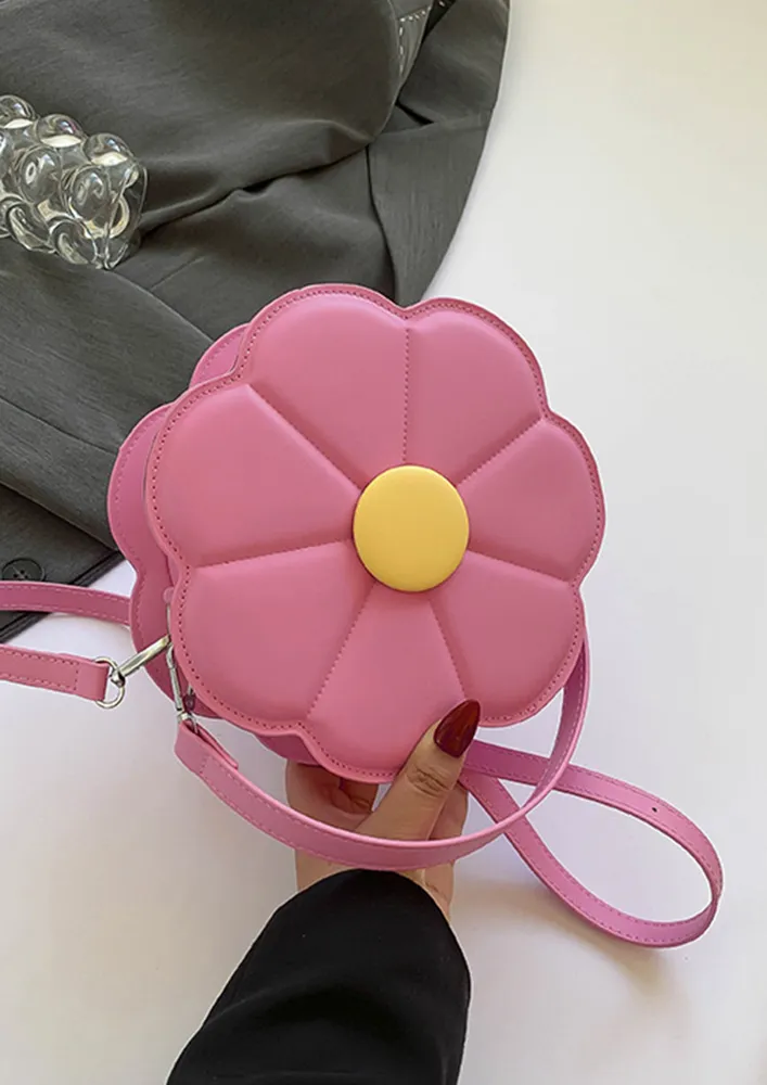 PINK FLORAL SHAPED CROSSBODY BAG