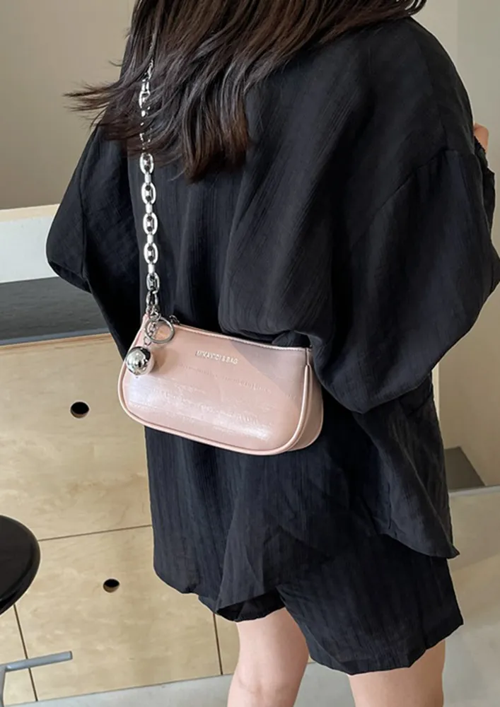 PINK CABLE CHAIN STRAP SHOULDER BAG