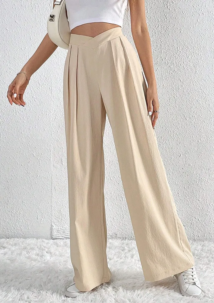 WIDE LEG PLEATED APRICOT TROUSER