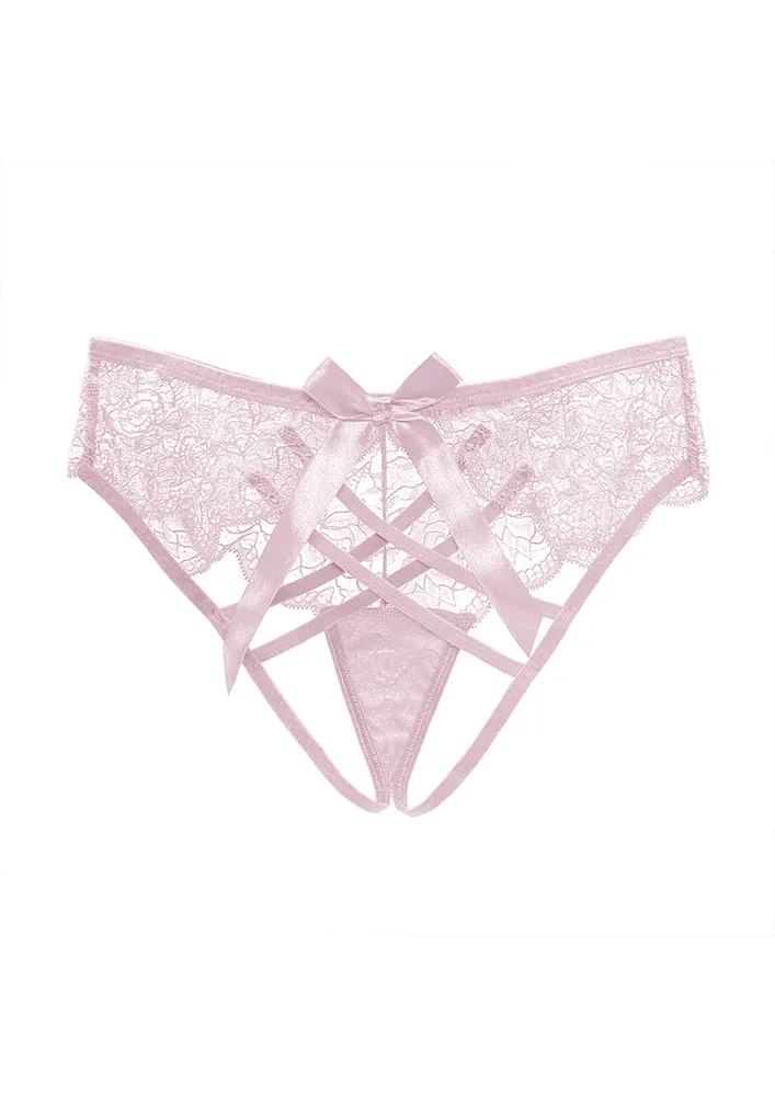 Bowknot Low-waist Fs Purple Lace Thong