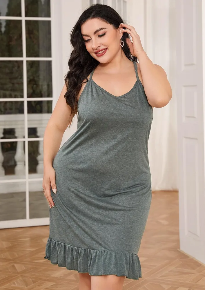 Plus Size Flounce Hem Nightdress