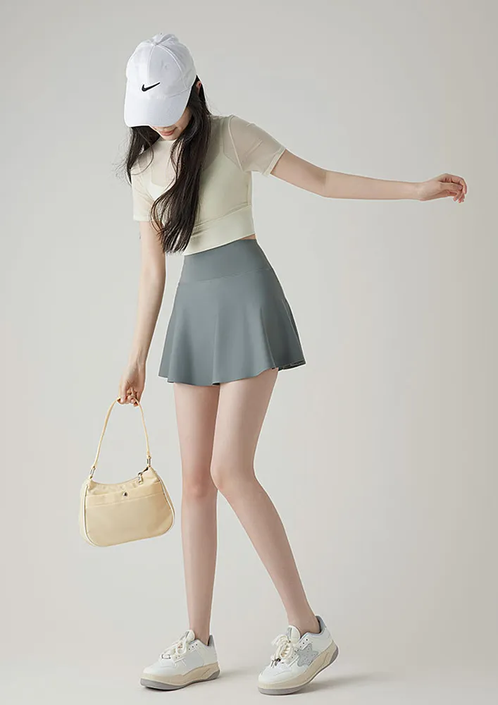 Grey Green Activewear Tennis Skort