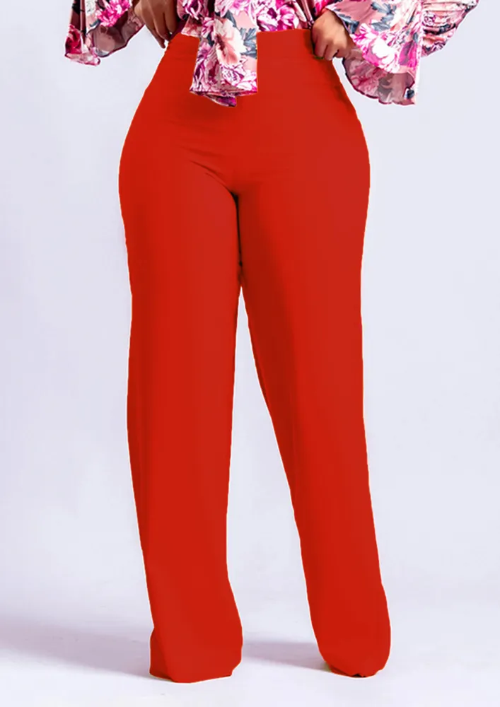 WIDE LEG HIGH-WAIST RED TROUSER