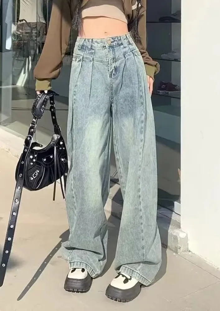 Blue Mid Wash Wide Fit Jeans