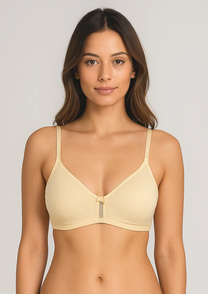 SOLID COLOUR NON PADDED BACK-CLOSURE BRA