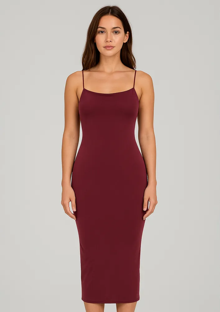 SPAGHETTI STRAP SQUARE NECK MAXI DRESS