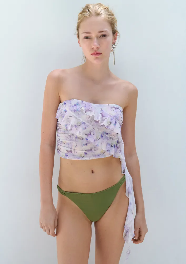 RUFFLY PURPLE FLORAL TUBE TOP