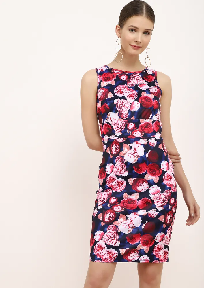 SPRING BLOSSOM BLUE SHIFT DRESS