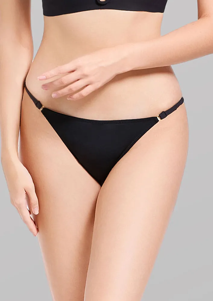 Nylon-blend Black Low-rise Bikini Briefs